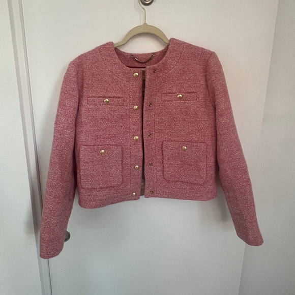 J Crew Collection Cropped Lady Jacket in Italian wool-blend bouclé 4 Pink BJ941 - Picture 5 of 9